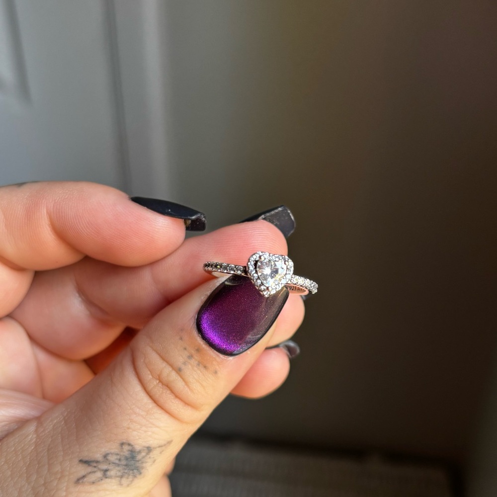 Pandora Silver Heart Ring with Sparkling Stones
